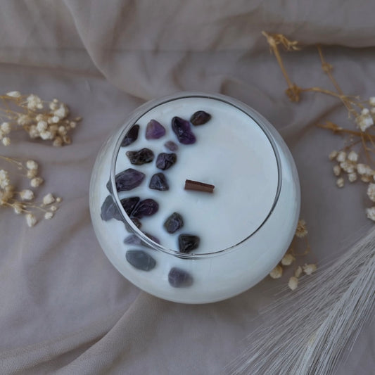 Vela aromática · Gemas decorativas